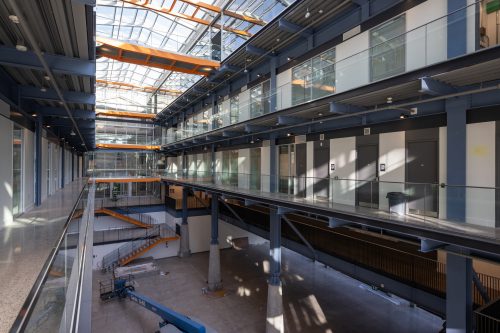 Interior view of St Lawrence Market North, of atrium looking toward St. Lawrence Hall