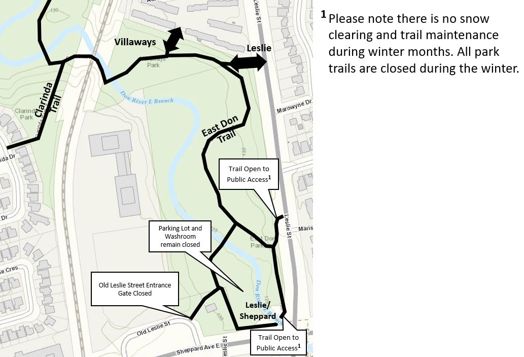 Map of trail access impacted by East Don Sewer Connections project