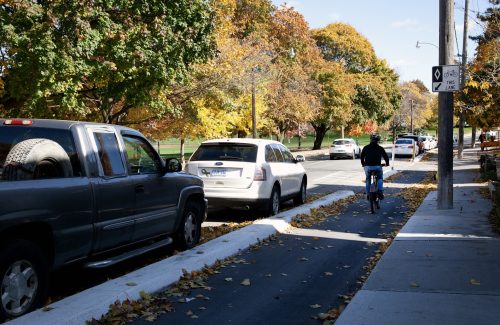 Image of a parking protected cycle track example 