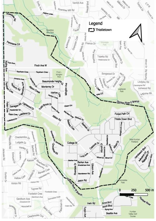Project area boundaries are between Kipling Avenue to the west and Humber River to the north, south, and east.