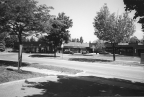 A small plaza with local shops in it.