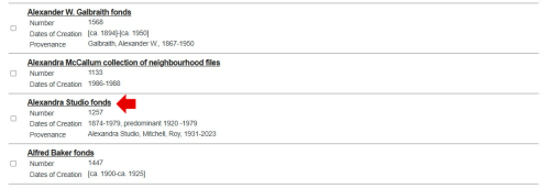 Screenshot of Archives' database
