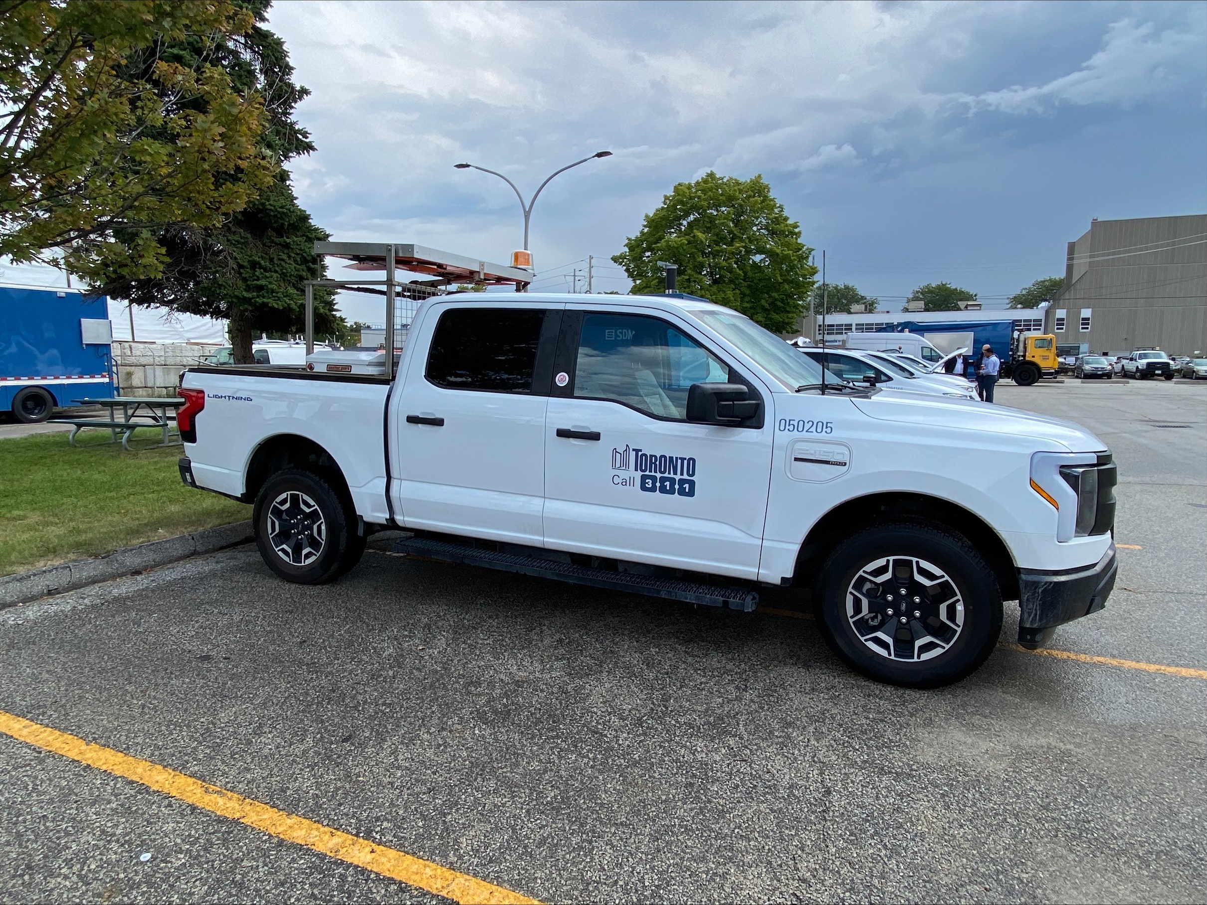 City vehicle in a parking lot