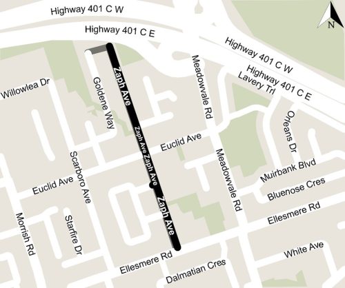 Image displaying project limits along Zaph Avenue