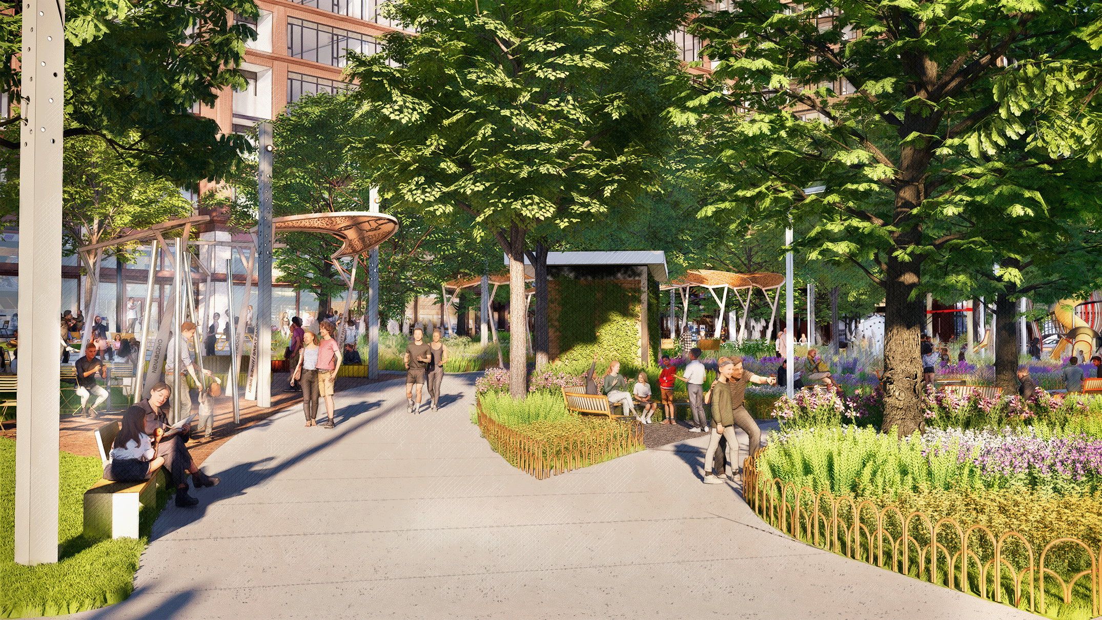 View from new park entrance at Croatia Street and Collegiate Road looking into the park.