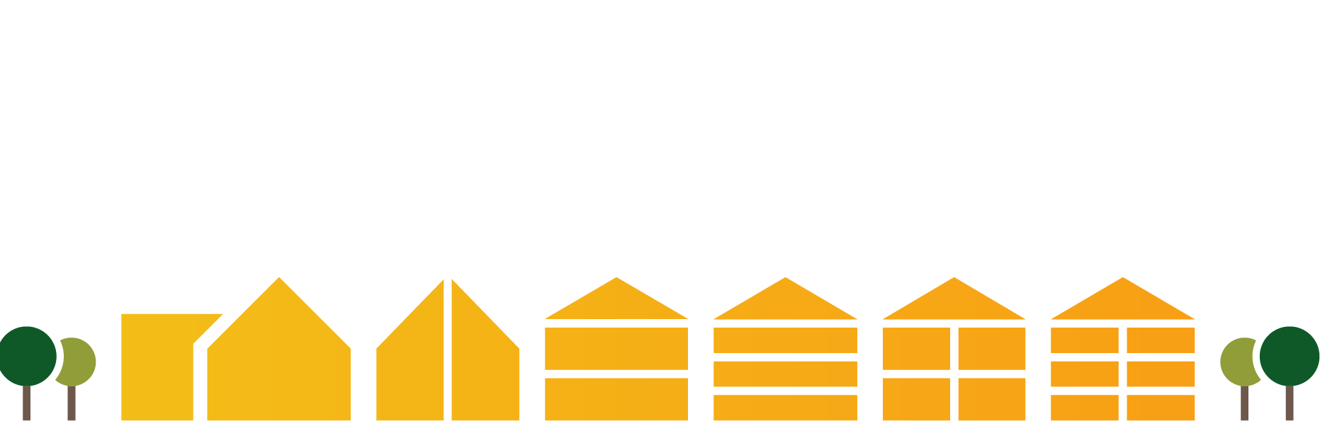 Yellow shapes stacked into house shapes.