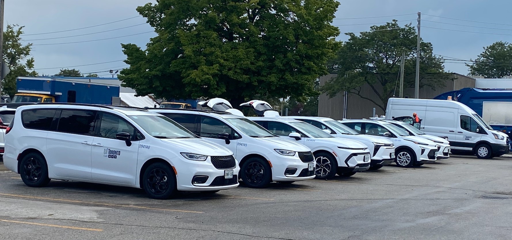 Fleet of City vehicles in a parking lot