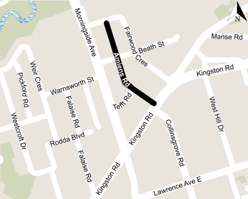Image of project limits along Amiens Road