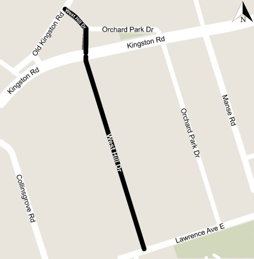 Image displaying project limits along West Hill Drive