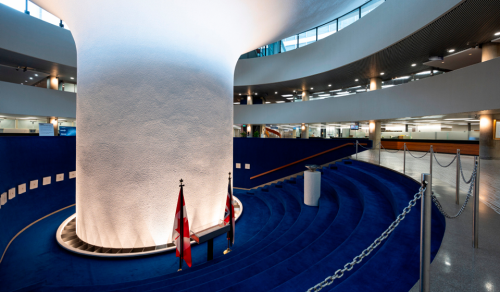 Centre of City Hall Rotunda with sunken exhibit space