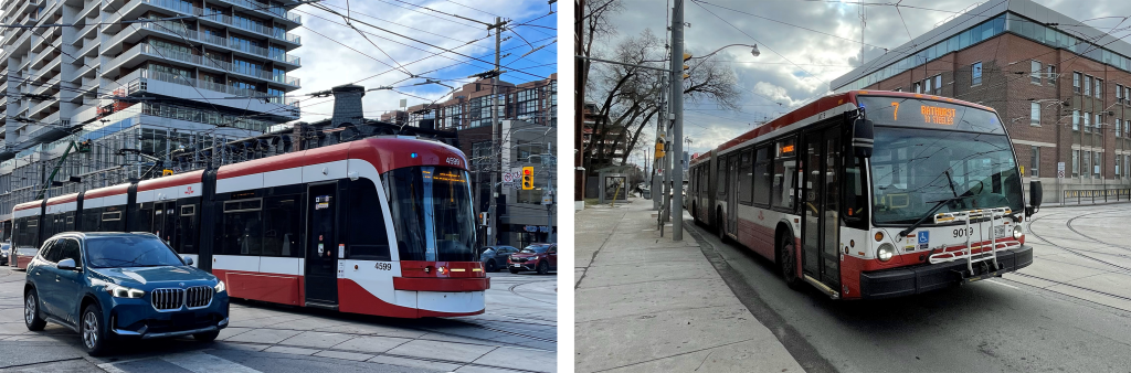 Composite image of the Bathurst streetcar and bus