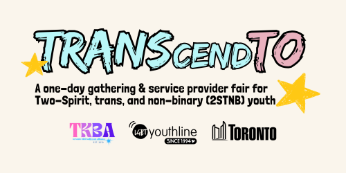 Poster showing TRANScend TO with two stars decorated on the the left side and right side of the font