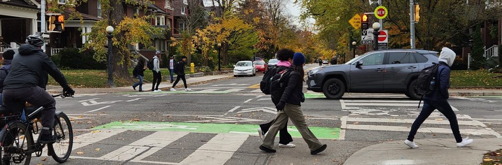 People walk and cycle along Palmerston Boulevard.