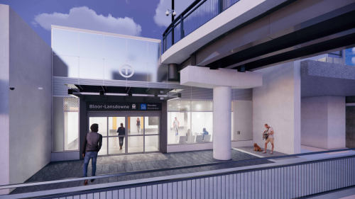 Artist rendering of of the Bloor Street Entrance to the future Bloor-Lansdowne GO Station