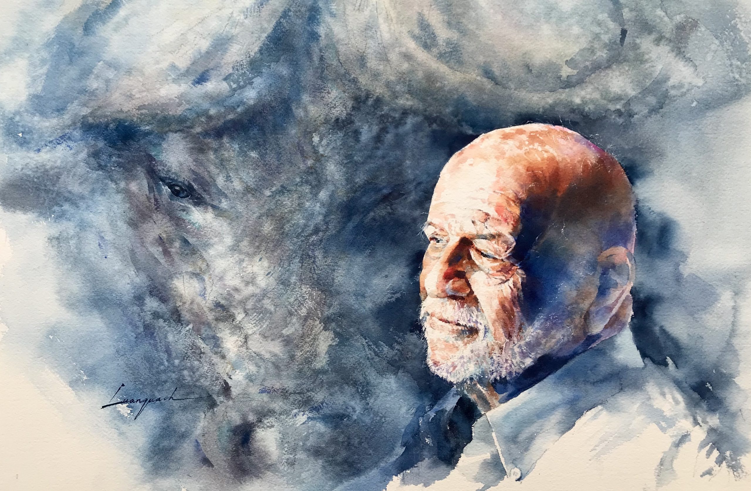 Watercolour of a man