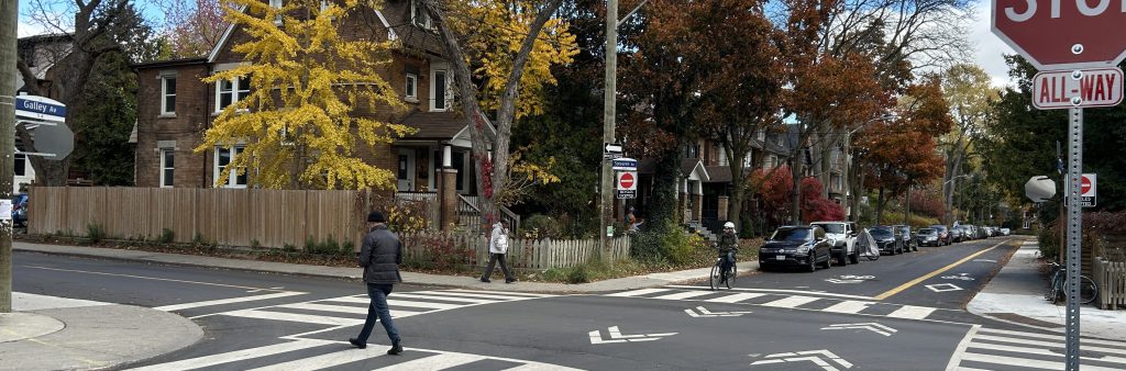 Photograph of bikeway at Galley Avenue and Sorauren Avenue