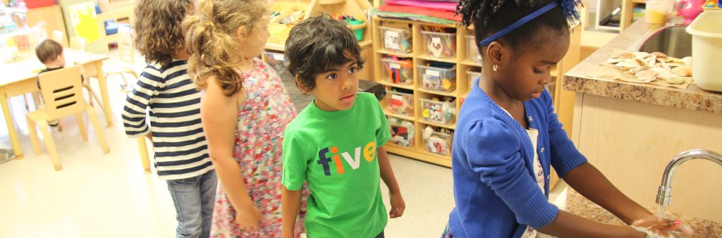 kids washing their hands