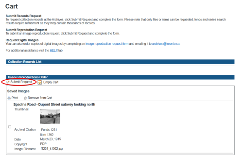 Screenshot of Archives online database