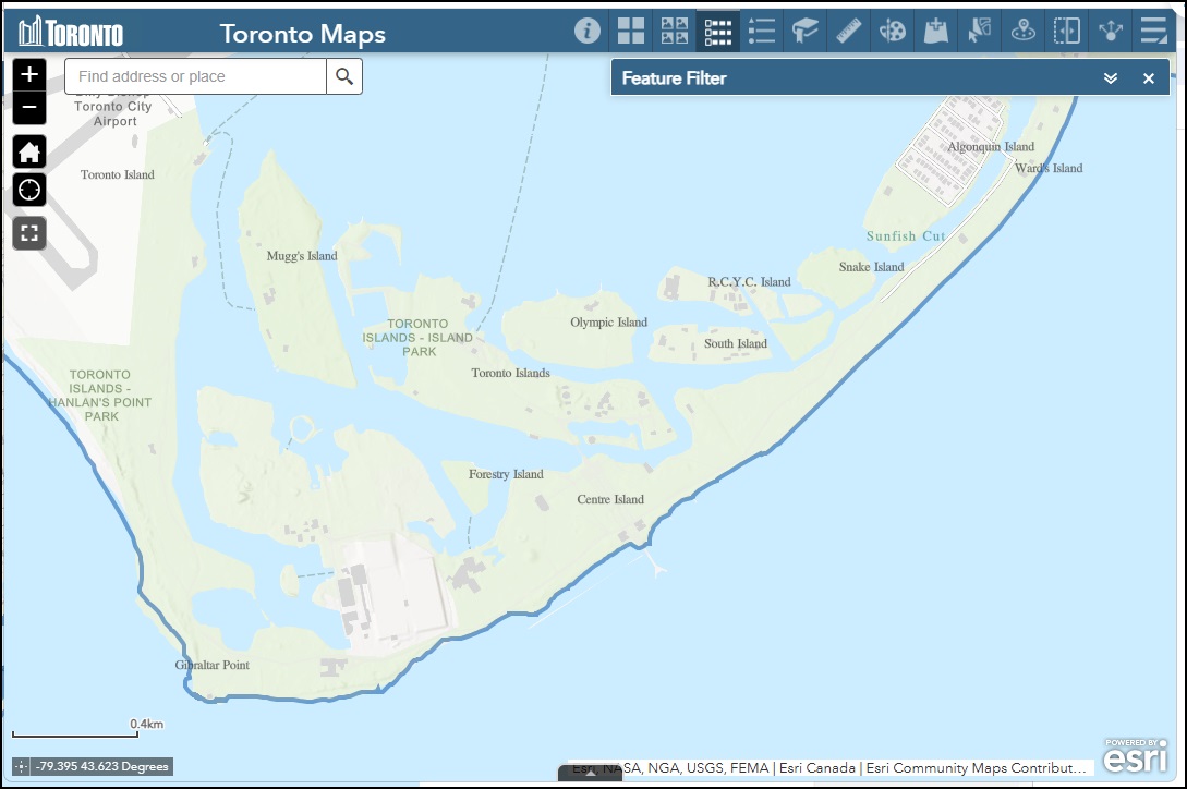 Toronto Maps screen capture showing zoomed in area