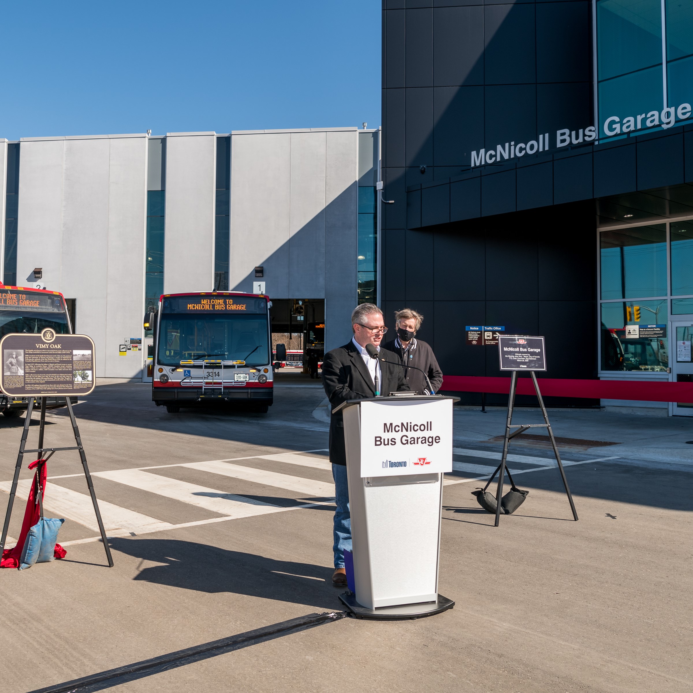Speakers at the opening of the McNicoll garage.