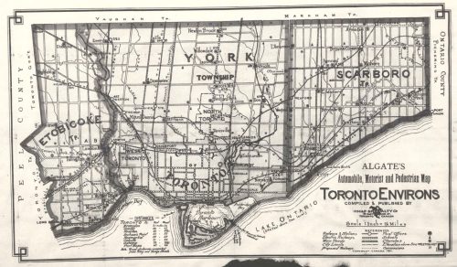 Black and white map of Toronto