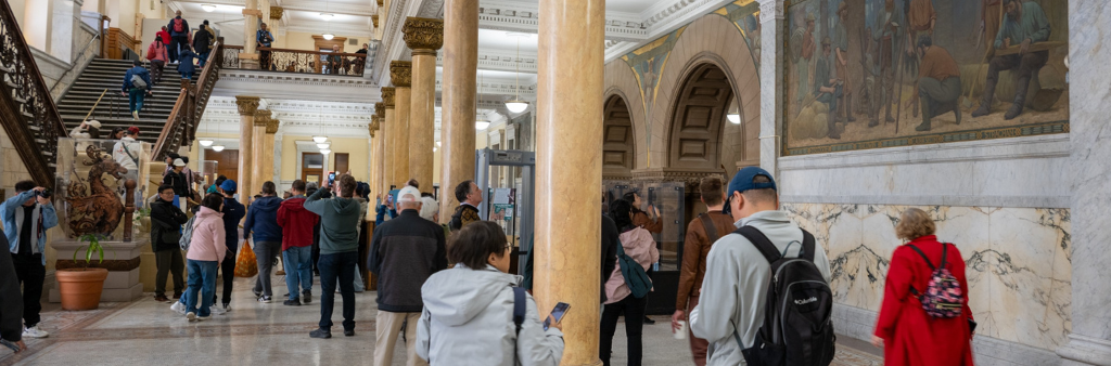 image of people visiting the interior of old city hall.