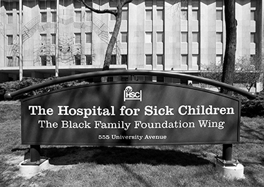 A sign for The Hospital for Sick Children.