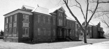 Two-storey brick buildings at Humber College's Lakeshore Campus.