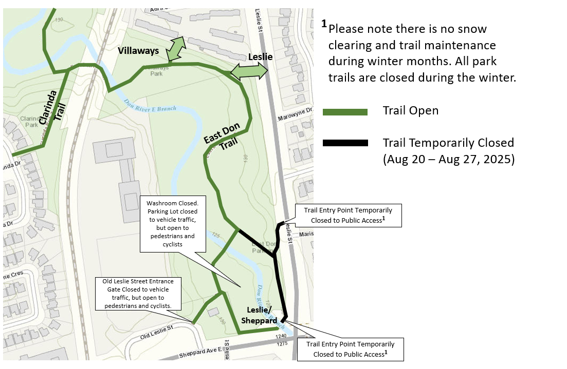 Map of trail access impacted by East Don Sewer Connections project.