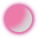 White crescent moon glowing pink and shadow on the moon pink