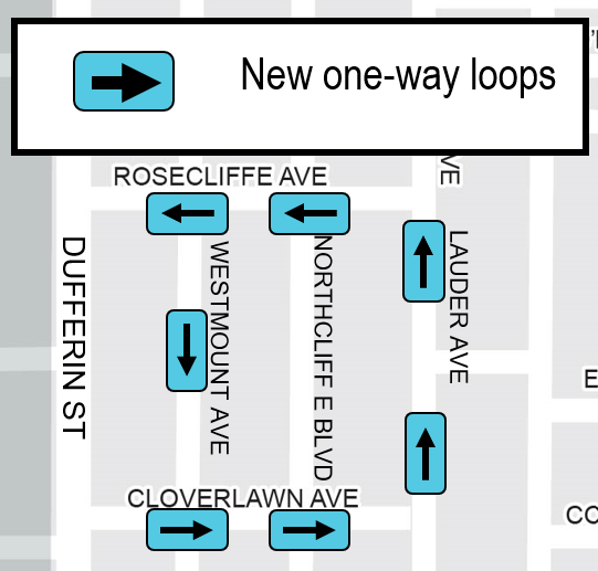 Map showing proposed one way loop