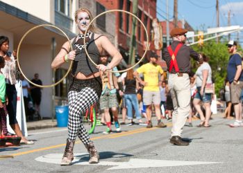 Buskers performing on a Toronto street.