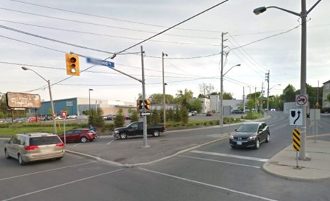 Example of right turn channel at Millwood Road and Laird Drive. 