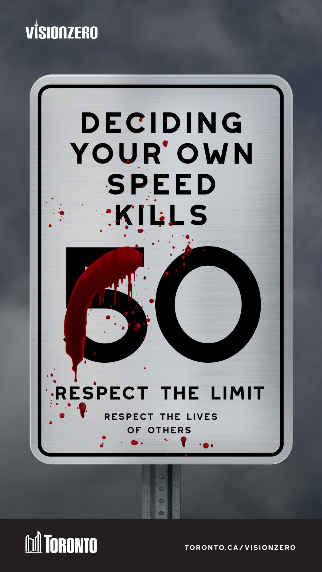 Speed limit sign with red paint across the number 5 to change it to six showing that choosing your own speed limit can kill.