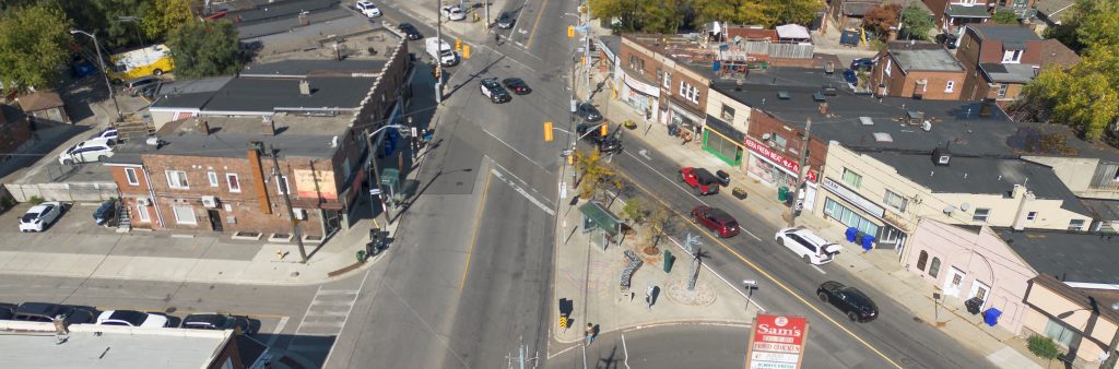 The image is of the existing intersection of Vaughan Road and Oakwood Avenue