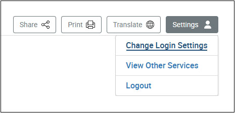 Settings button in the upper right area of the screen