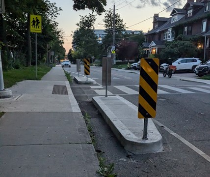 Photo of a raised median on a street