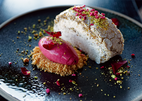 Two plated meringue deserts