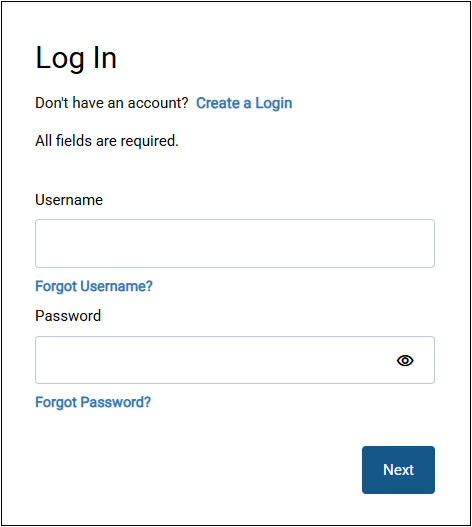 Forgot username or password screenshot