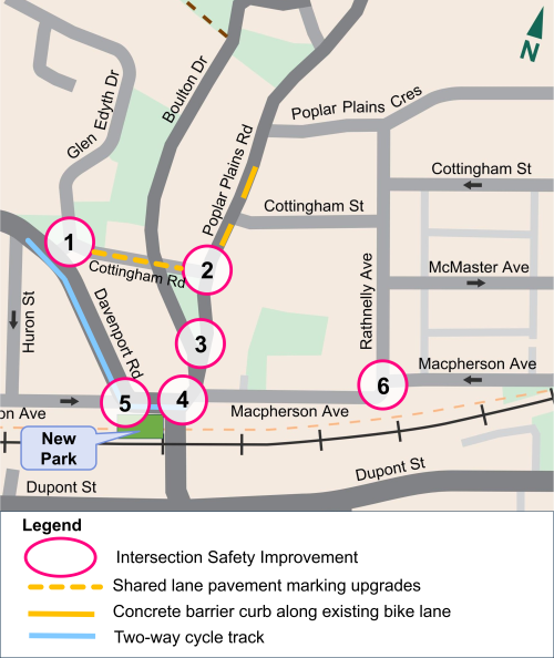 Map of the project area as described on the webpage. Intersections in the text are identified on the map.