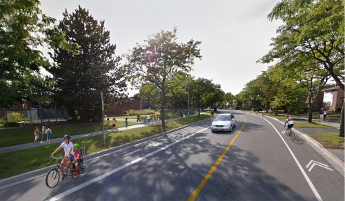 Artist rendering of Option 1 in front of schools