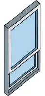 Illustration of a hung window.