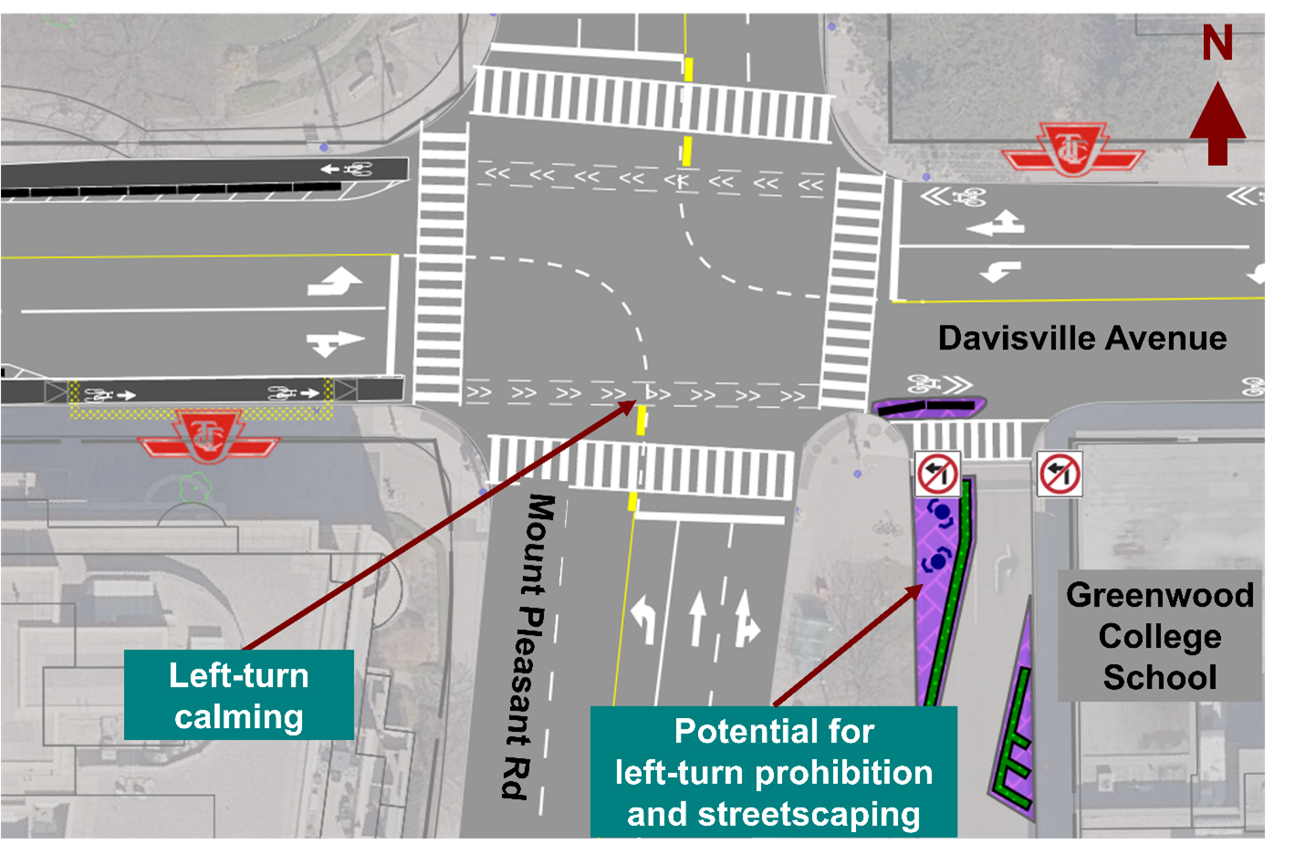 Proposed changes to intersection at Mount Pleasant Road and Davisville Avenue