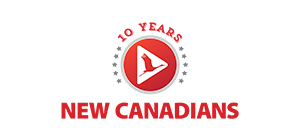 Logo New Canadians with text 10 Years 