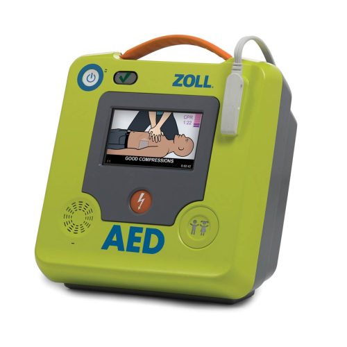 a Zoll Automated External Defibrillator with AED written on the front