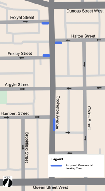 Map of proposed commercial loading zones