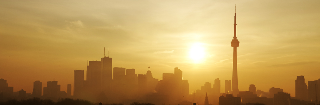 City of Toronto skyline with sun