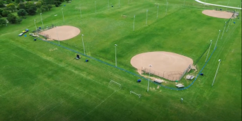 Three baseball diamonds.