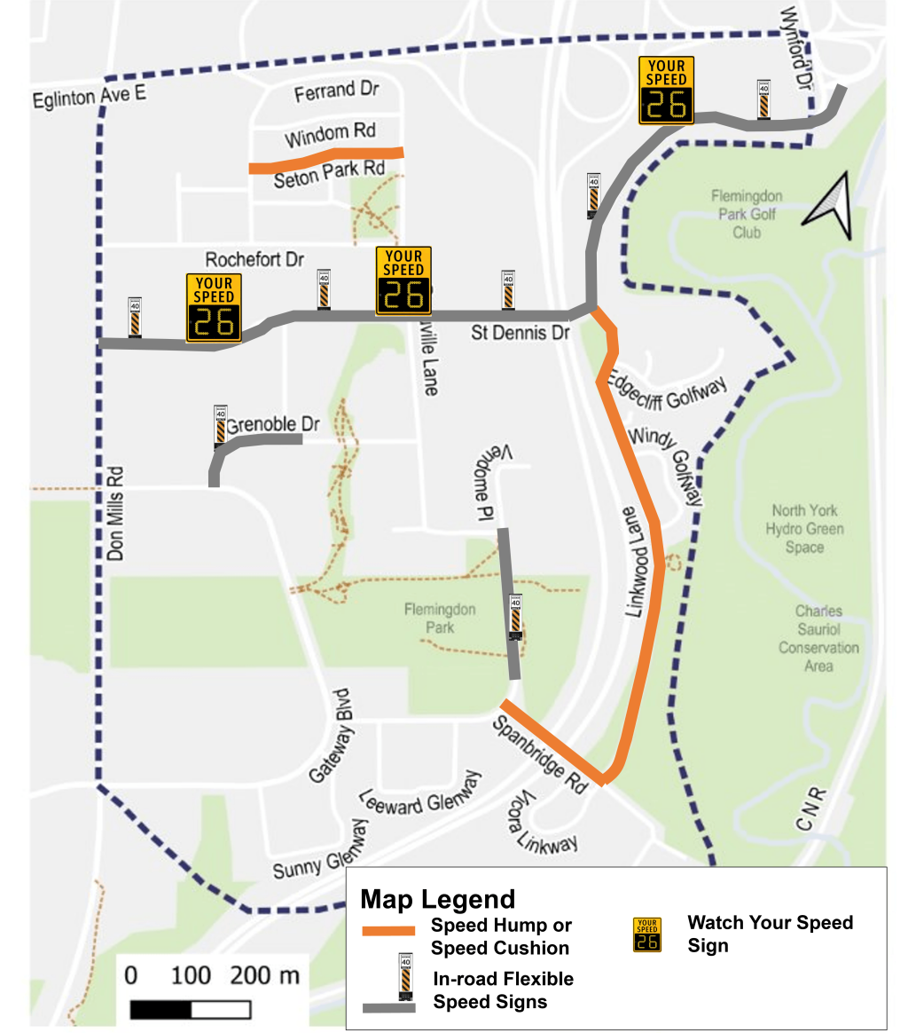 Map showing locations for proposed changes to address the concern, as described in text.