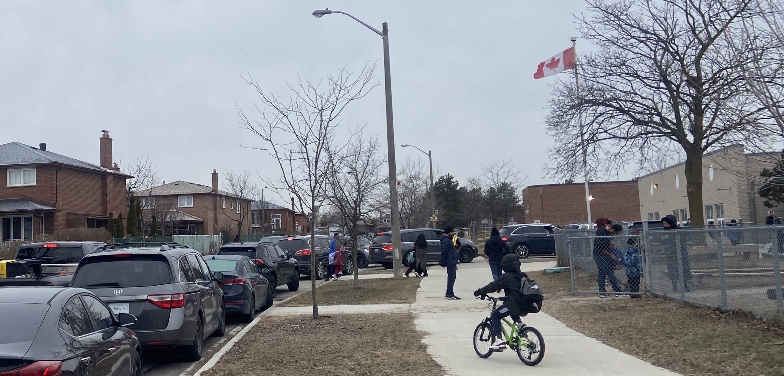 Photo of morning drop-off at John D Parker Junior School.